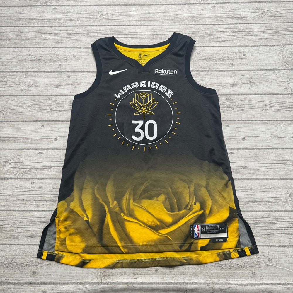 Nike Warriors Jersey Men's 52 Black Stephen Curry #30 NBA City Edition Swingman